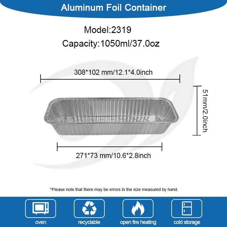 Rektangulær bakergrillsølv aluminiumsfoliebeholdere