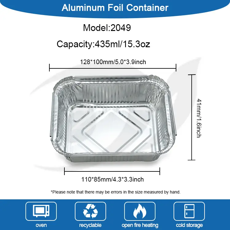 Rektangulær grillsølv aluminiumsfoliebeholdere