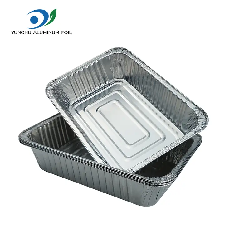Rektangulær take-out bakeplate sølv aluminiumsfoliebeholdere
