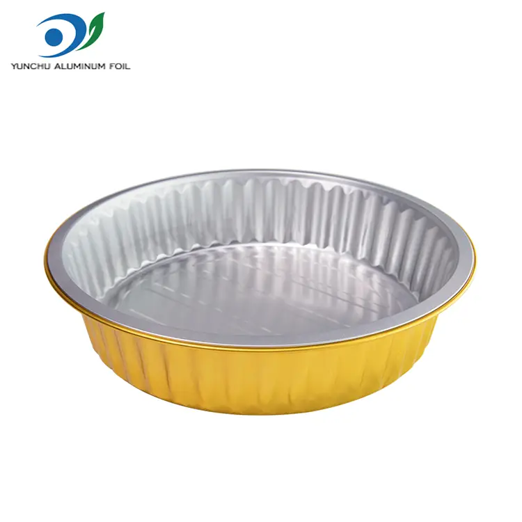 Engangsgrillbrett gylden runde aluminiumsfoliebeholdere