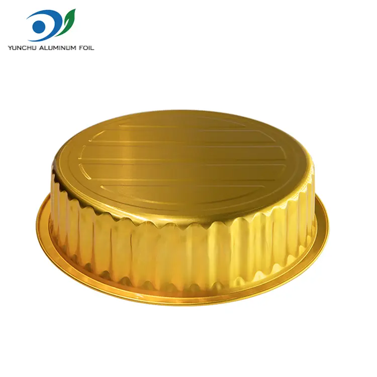 Engangsgrillbrett gylden runde aluminiumsfoliebeholdere