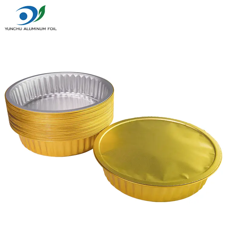 Engangsgrillbrett gylden runde aluminiumsfoliebeholdere