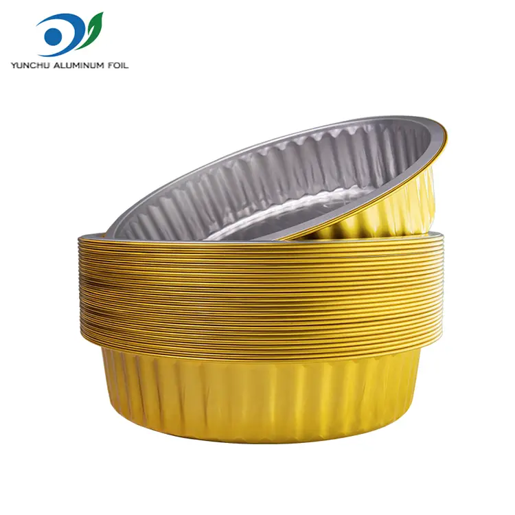Engangsgrillbrett gylden runde aluminiumsfoliebeholdere