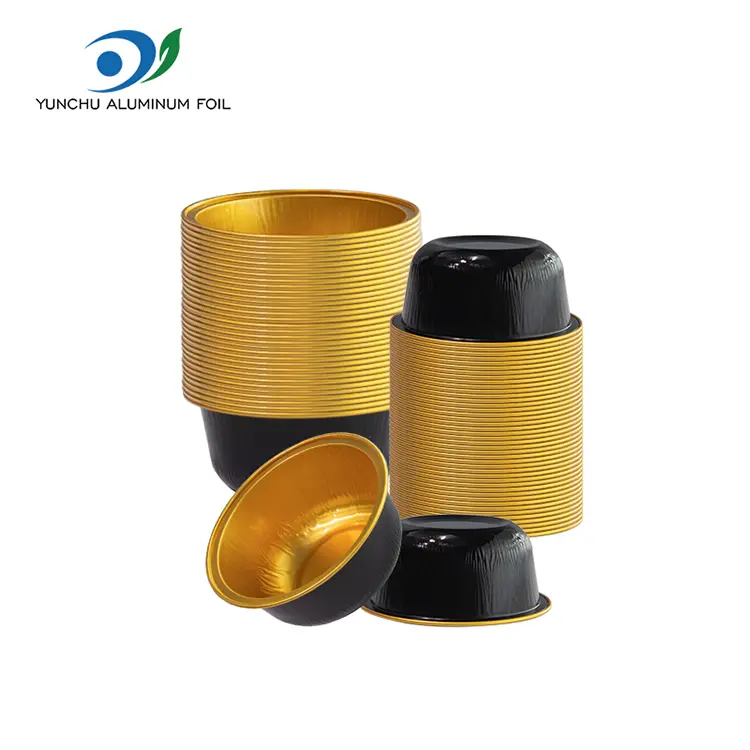Farget rund stekt glattvegg aluminiumsfoliebeholdere Farget rund stekt glattvegg aluminiumsfoliebeholdere