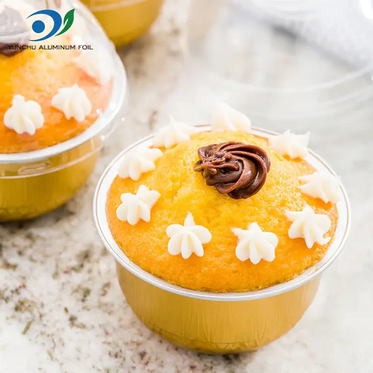 Farget rund stekt glattvegg aluminiumsfoliebeholdere