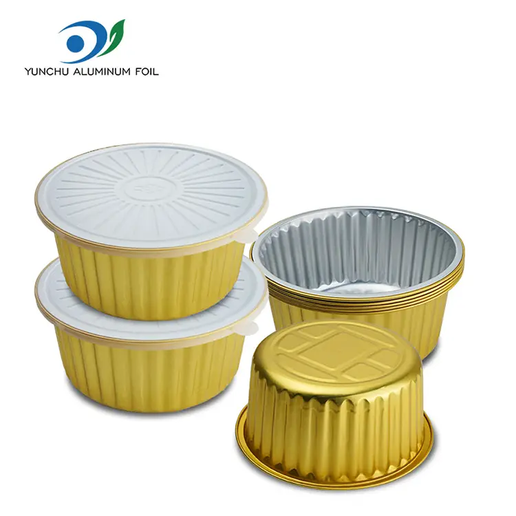 Disponibel mat drikke takeaway gylden aluminium foliebeholdere