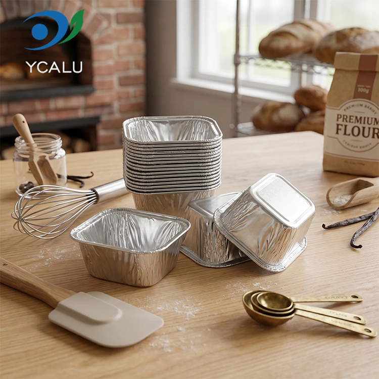 Engangs rektangulært bakekakebrett Sølv aluminiumsfolie matbeholdere
