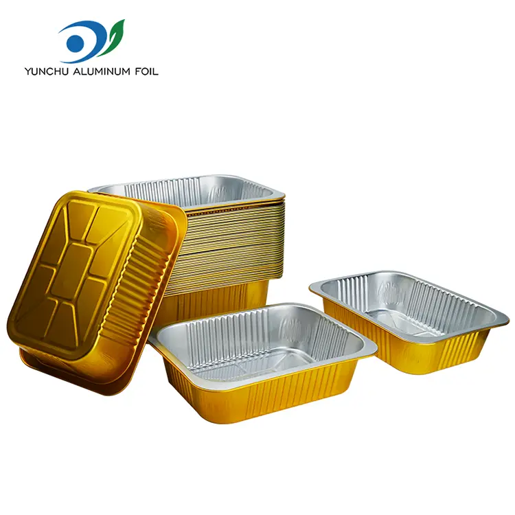 Engangsrektangulær catering takeaway sølv aluminium foliebeholdere