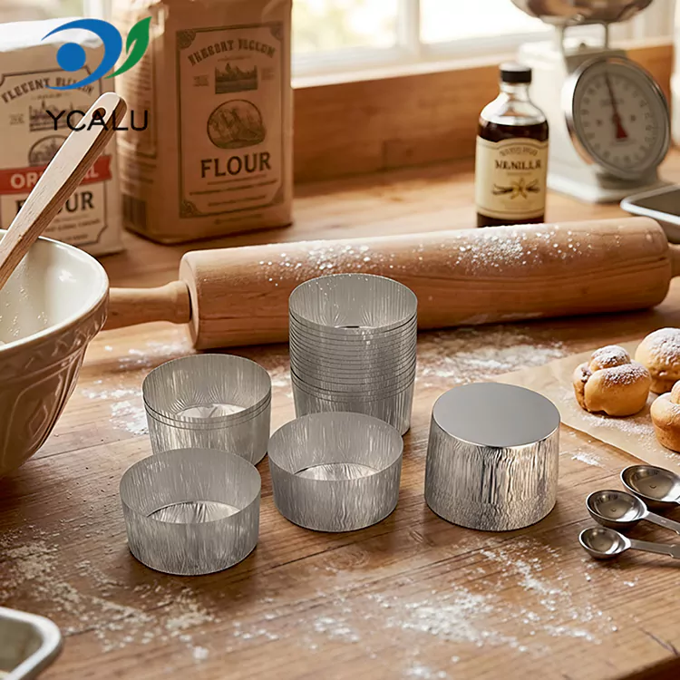 Engangs bakebrett med rund luftfrityrkoker Sølv aluminiumsfolie matbeholdere Engangs bakebrett med rund luftfrityrkoker Sølv aluminiumsfolie matbeholdere