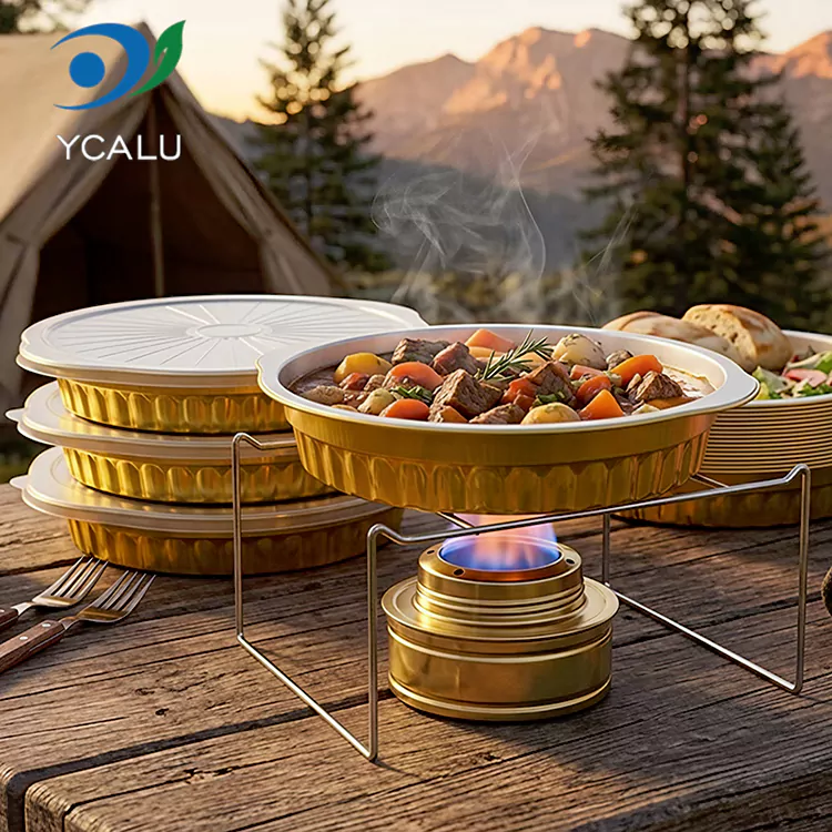 Engangs rund catering takeaway aluminiumsfoliebeholdere