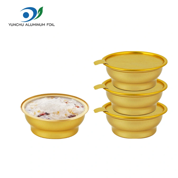 Engangsrund takeaway box liten gylden skål aluminium foliebeholdere Engangsrund takeaway box liten gylden skål aluminium foliebeholdere