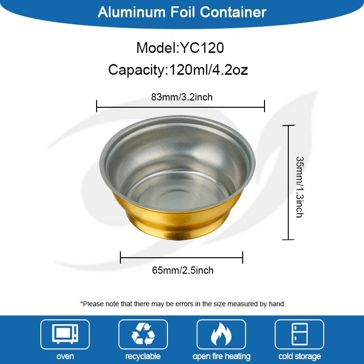 Engangsrund takeaway box liten gylden skål aluminium foliebeholdere