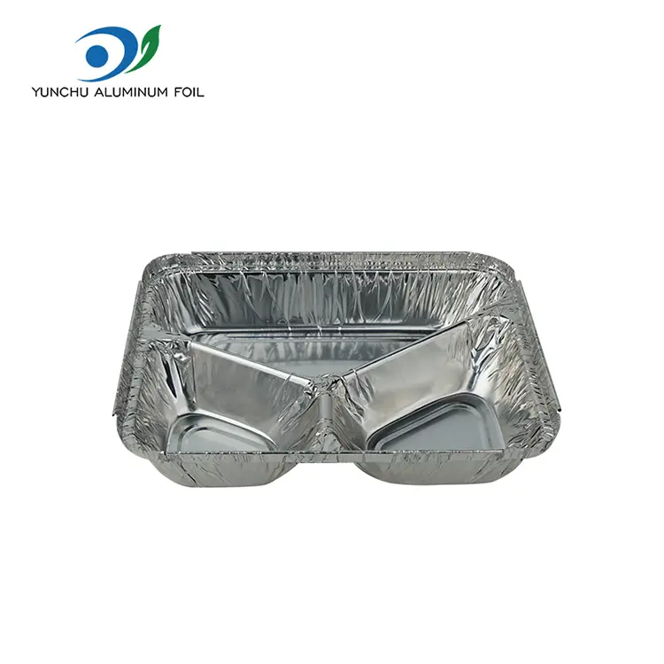 Engangs matbeholdere av sølv aluminiumsfolie for catering og takeaway Engangs matbeholdere av sølv aluminiumsfolie for catering og takeaway