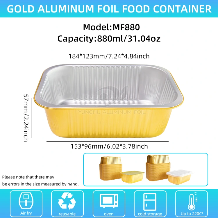 Engangs firkantet tetning gratin aluminium foliebeholdere