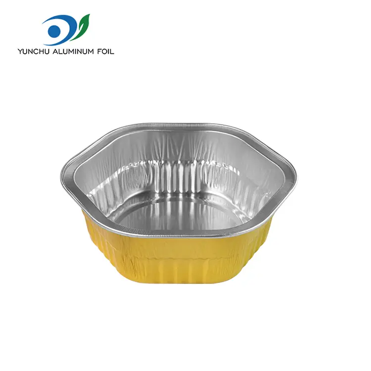 Sekskantet takeaway varme forseglet glattvegg aluminiumsfoliebeholdere