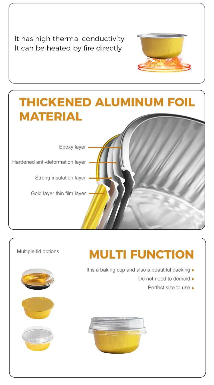 Colored round roast Smoothwall Aluminum Foil Containers