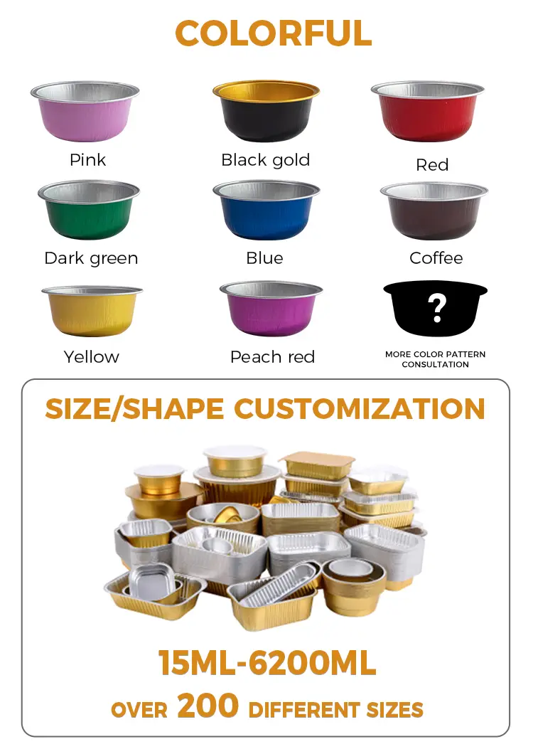 Colored round roast Smoothwall Aluminum Foil Containers