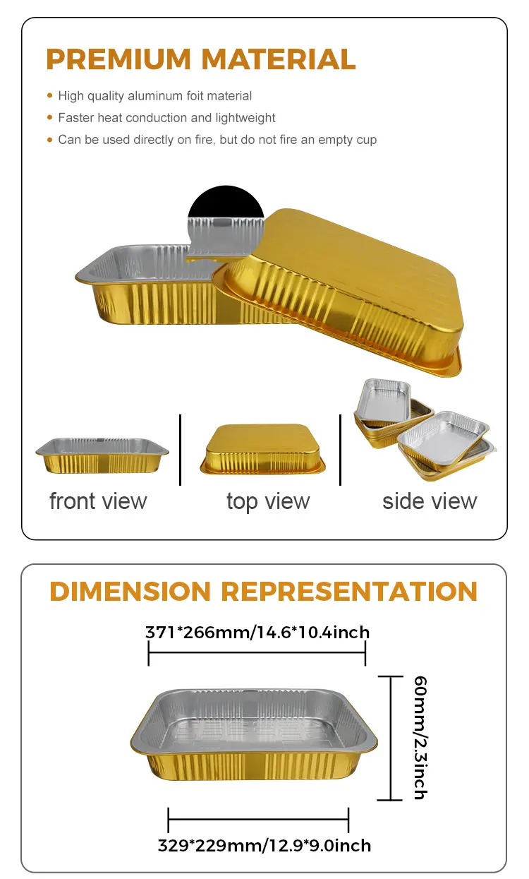 Disposable rectangular sealed baking sheet Aluminum Foil Containers