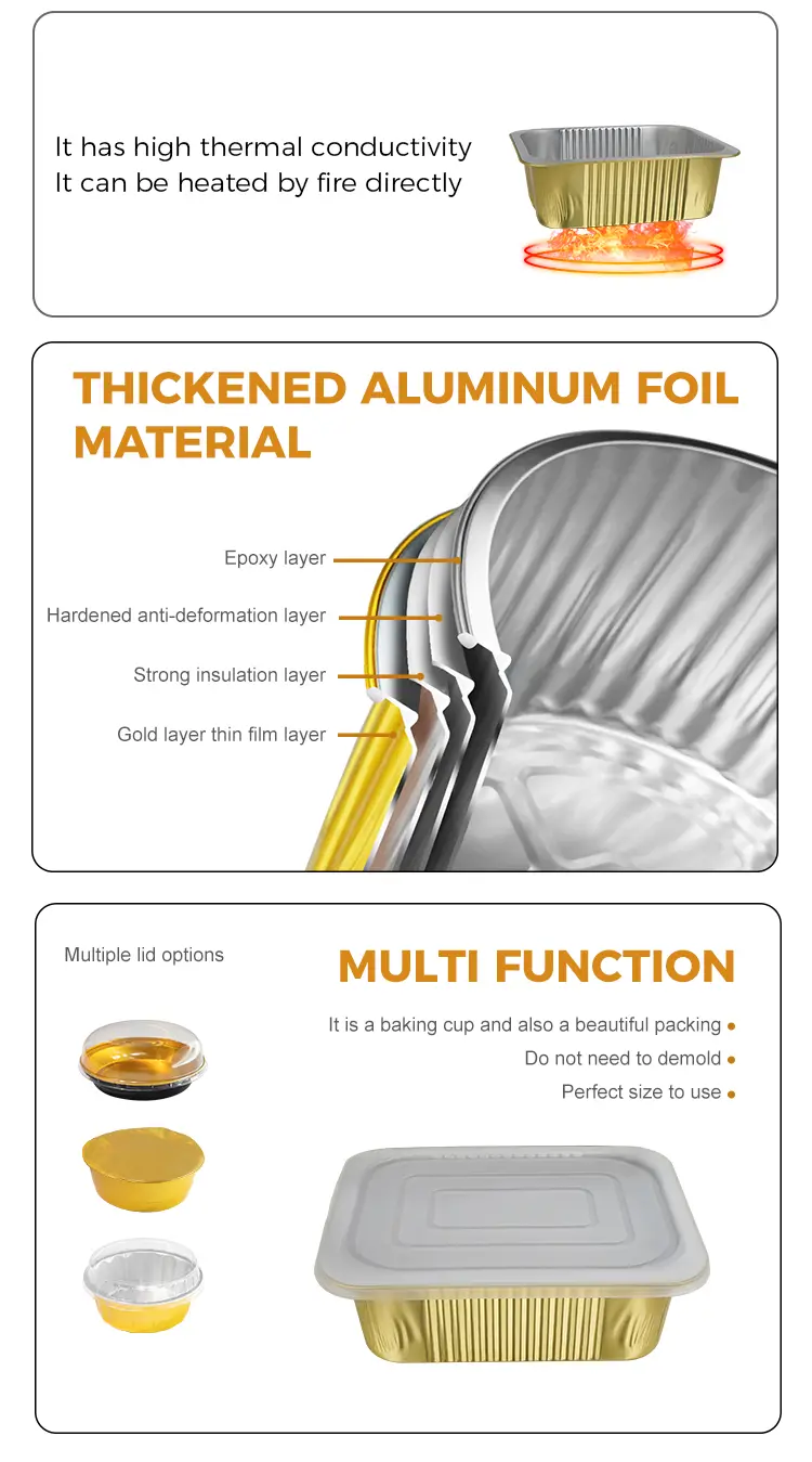 Disposable seals square Aluminum Foil Containers