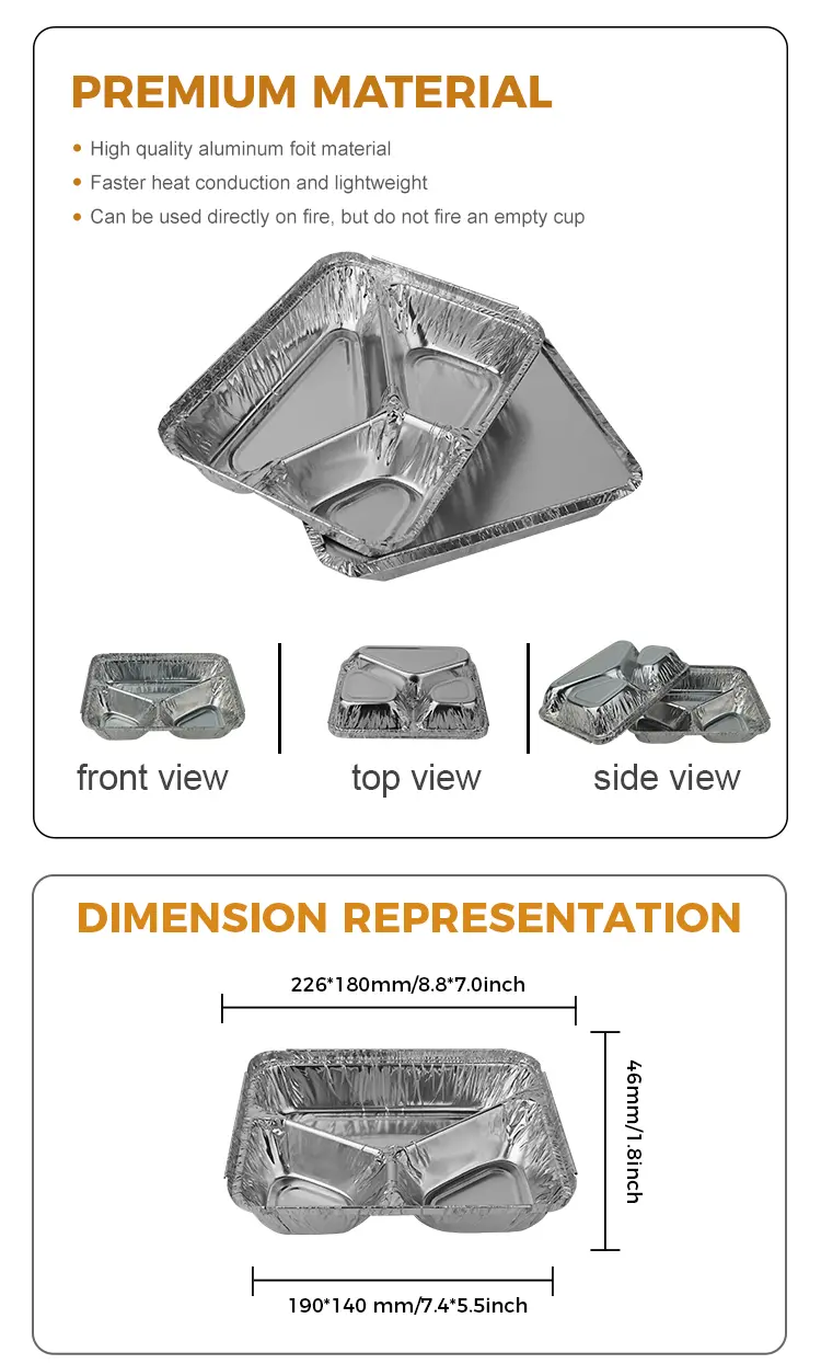 Special Shaped Aluminum Foil Takeaway Containers For Food Packaging