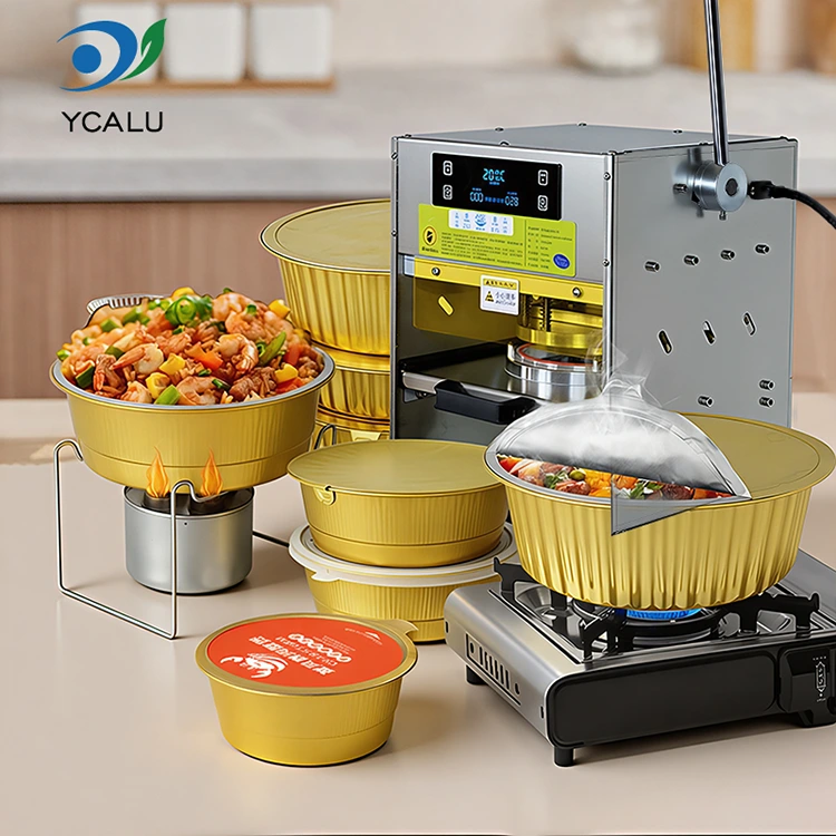 Manuell varmeforseglingsmaskin med gullbeholdere av aluminiumsfolie