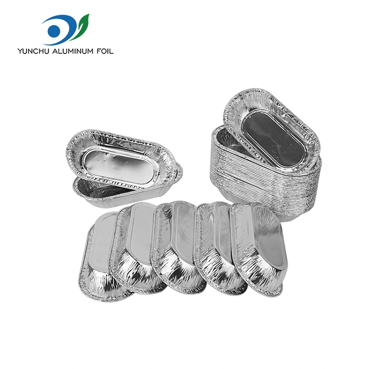 Oval stekt sølv aluminium folie matbeholder Oval stekt sølv aluminium folie matbeholder