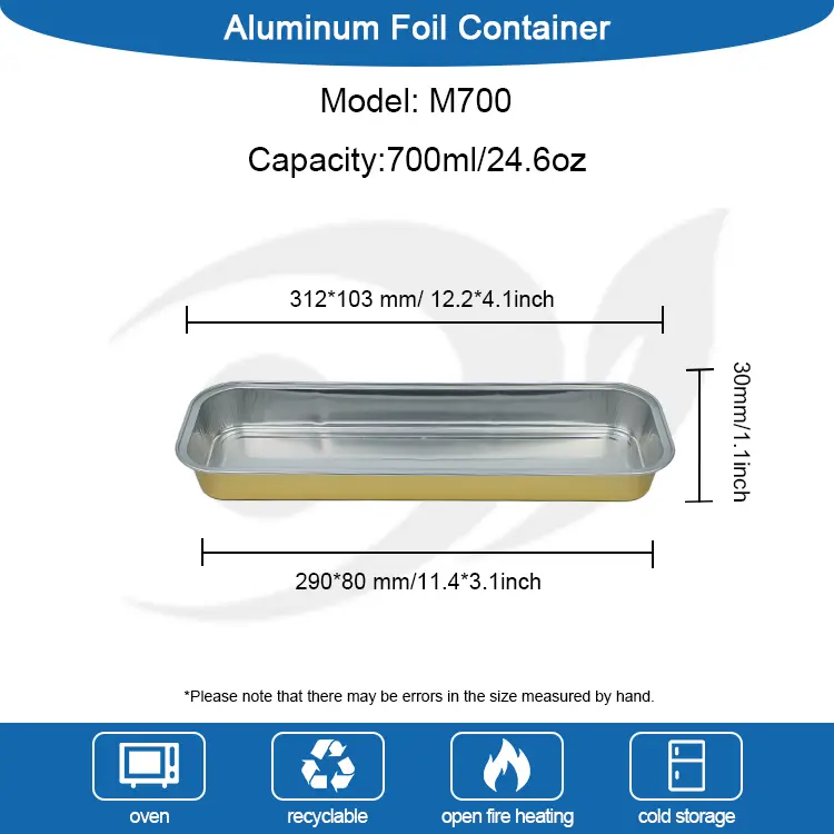 Rektangulært brød glattvegg aluminiumsfoliebeholdere