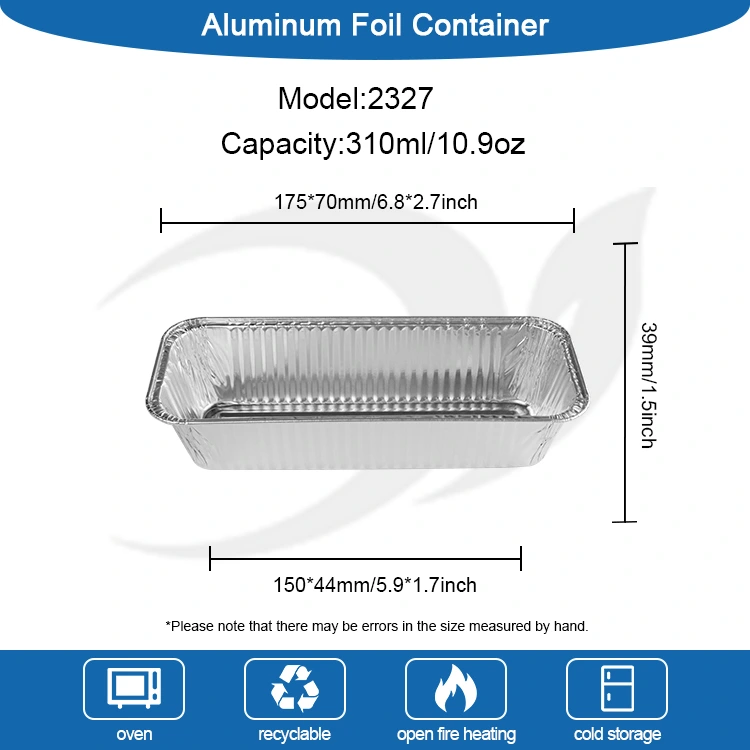Rektangulært brødbrett sølv aluminiumsfoliebeholdere