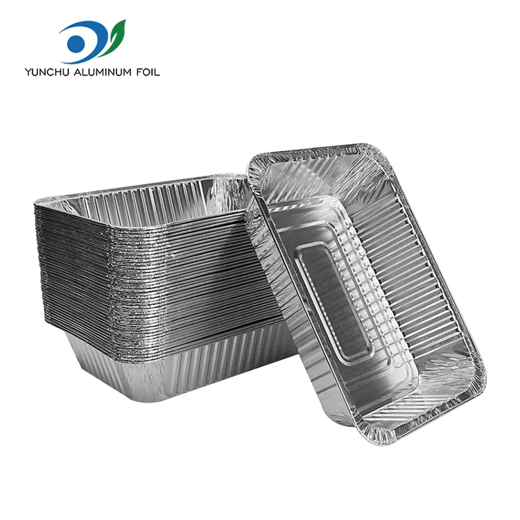Rektangulær take-out bakeplate sølv aluminiumsfoliebeholdere