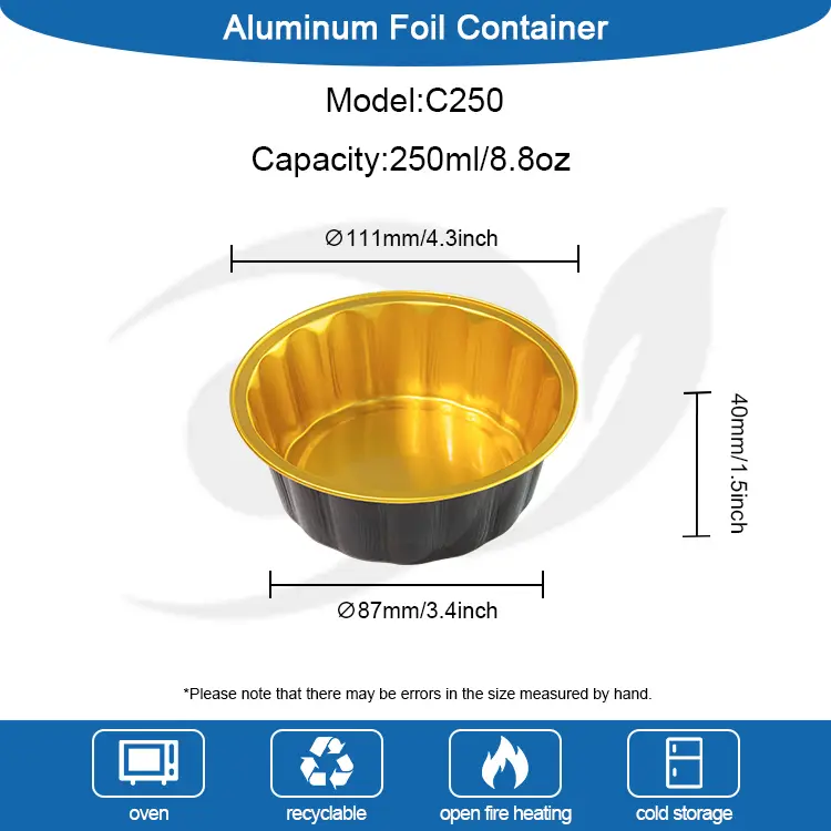 Rund bolle for dessert smoothwall aluminium foliebeholdere