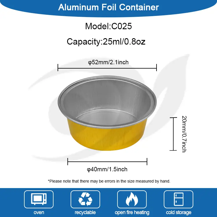 Runde dessert bakekopper smoothwall aluminium foliebeholdere