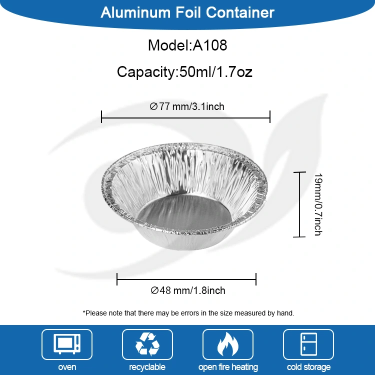 Rund egg terte for snacks sølv aluminium folie matbeholder