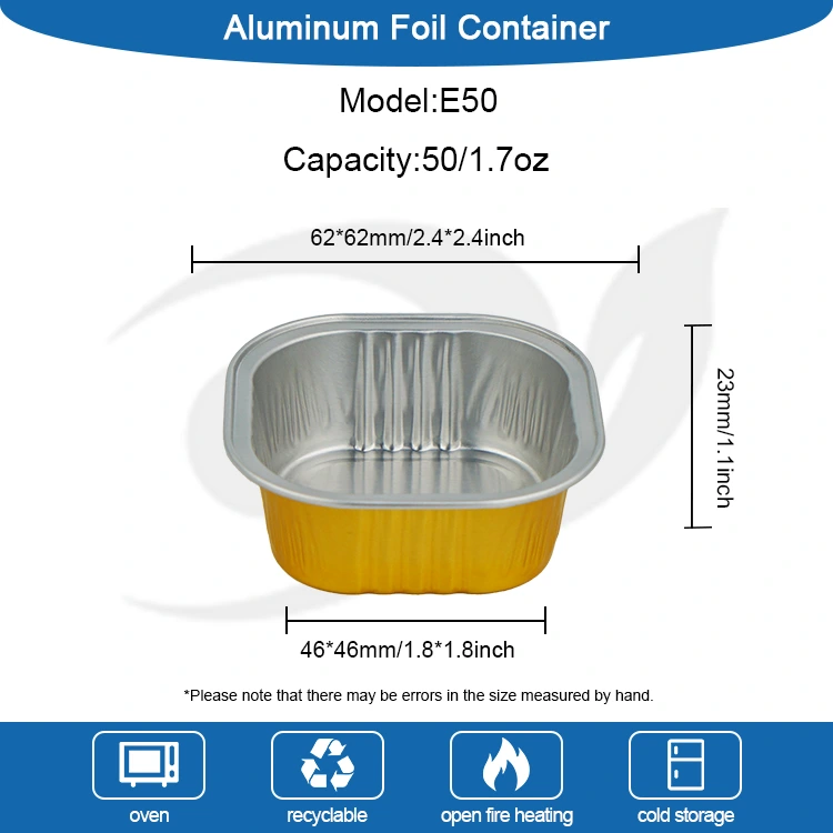 Firkantede dessertbakekopper Smoothwall aluminiumsfoliebeholdere