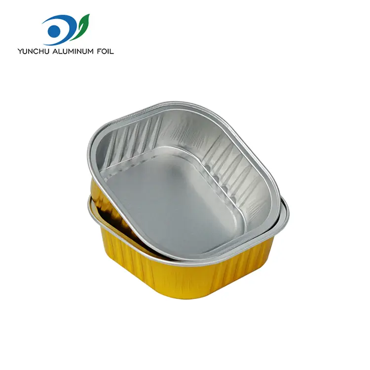 Firkantet varmeforseglet glattvegg aluminiumsfoliebeholdere