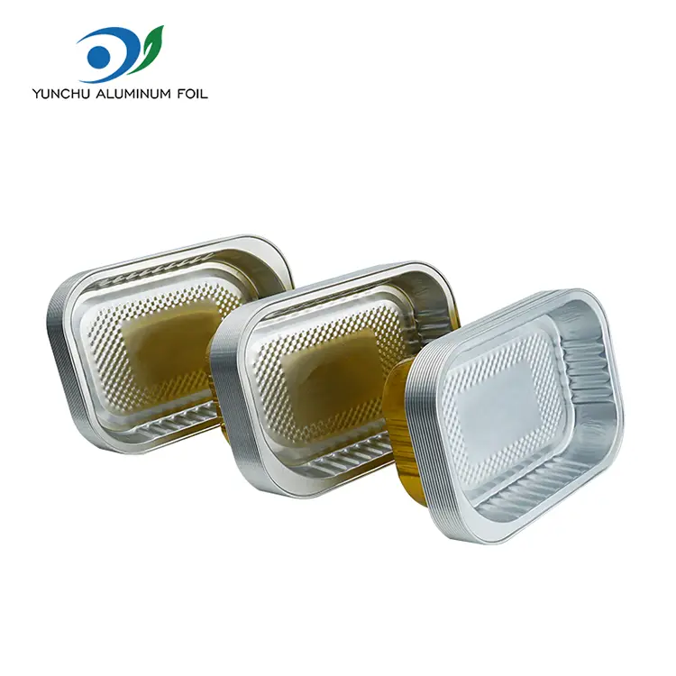 Firkantet takeaway servering gylden aluminiumsfoliebeholdere