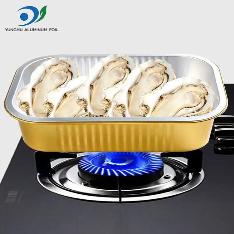 Firkantet takeaway servering gylden aluminiumsfoliebeholdere