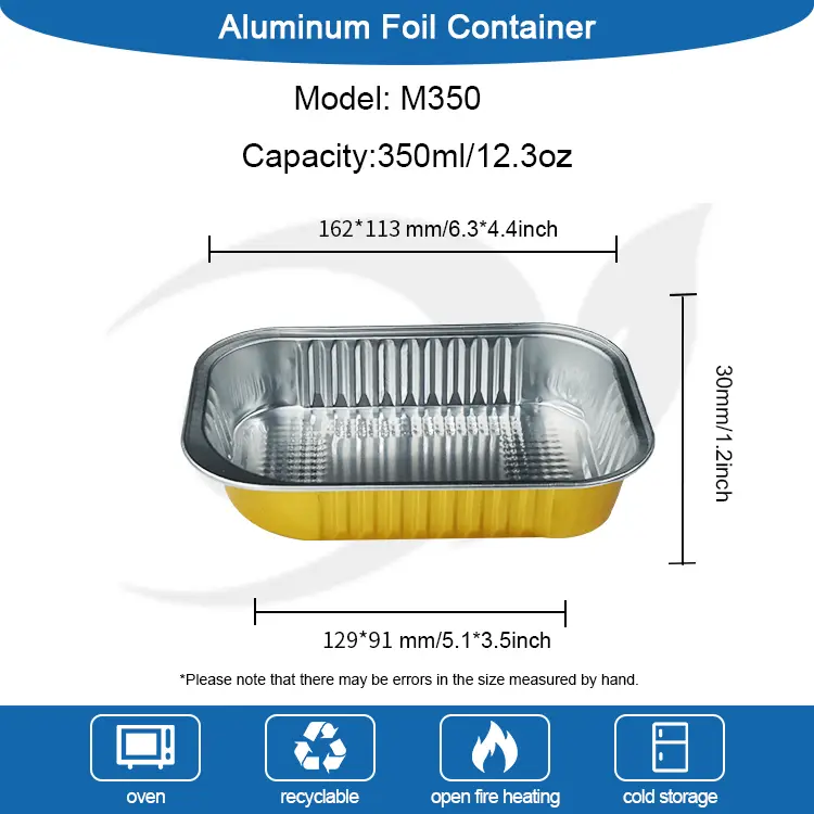 Firkantet takeaway servering gylden aluminiumsfoliebeholdere