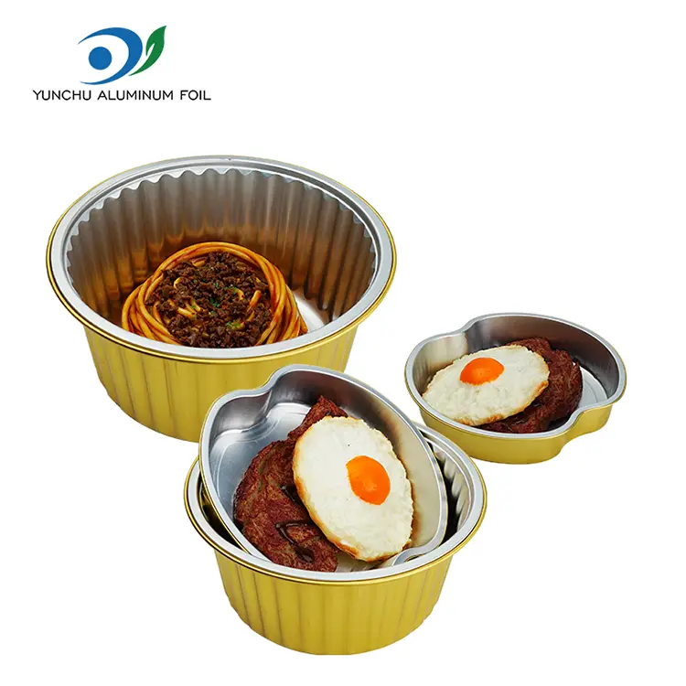 Takeaway Dining Golden Round Aluminium Foil Containers