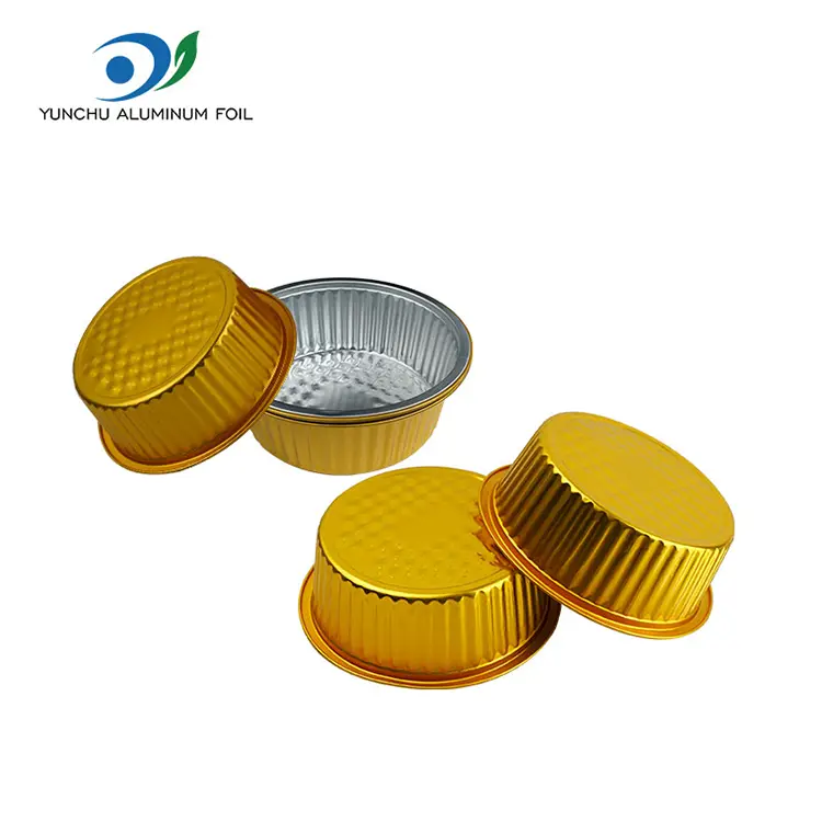 Takeaway liten varm gryte gylden rund aluminium foliebeholdere