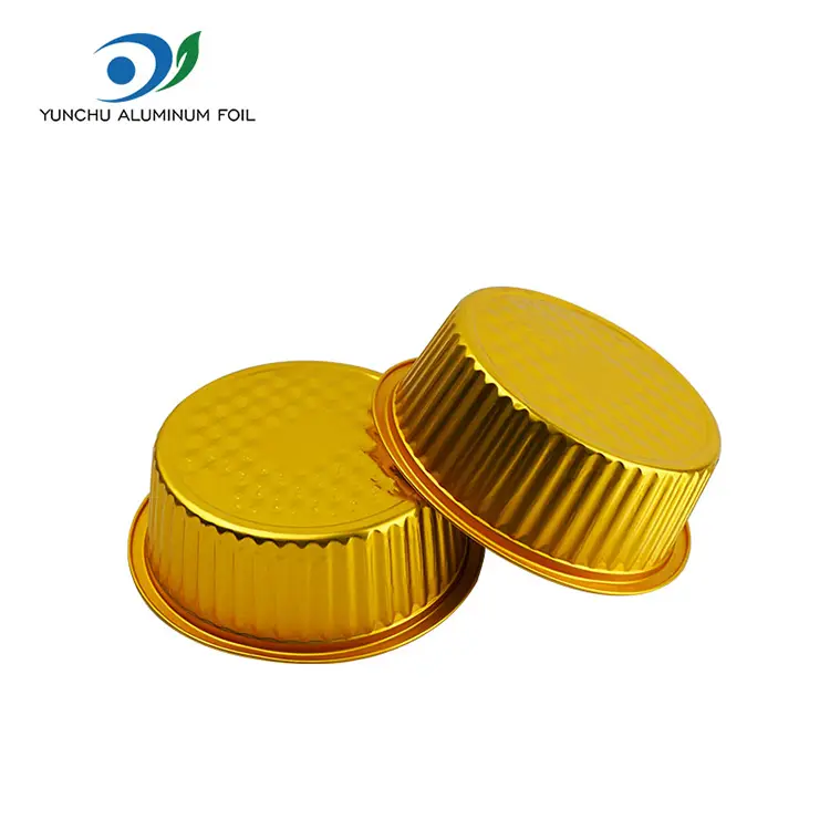 Takeaway liten varm gryte gylden rund aluminium foliebeholdere